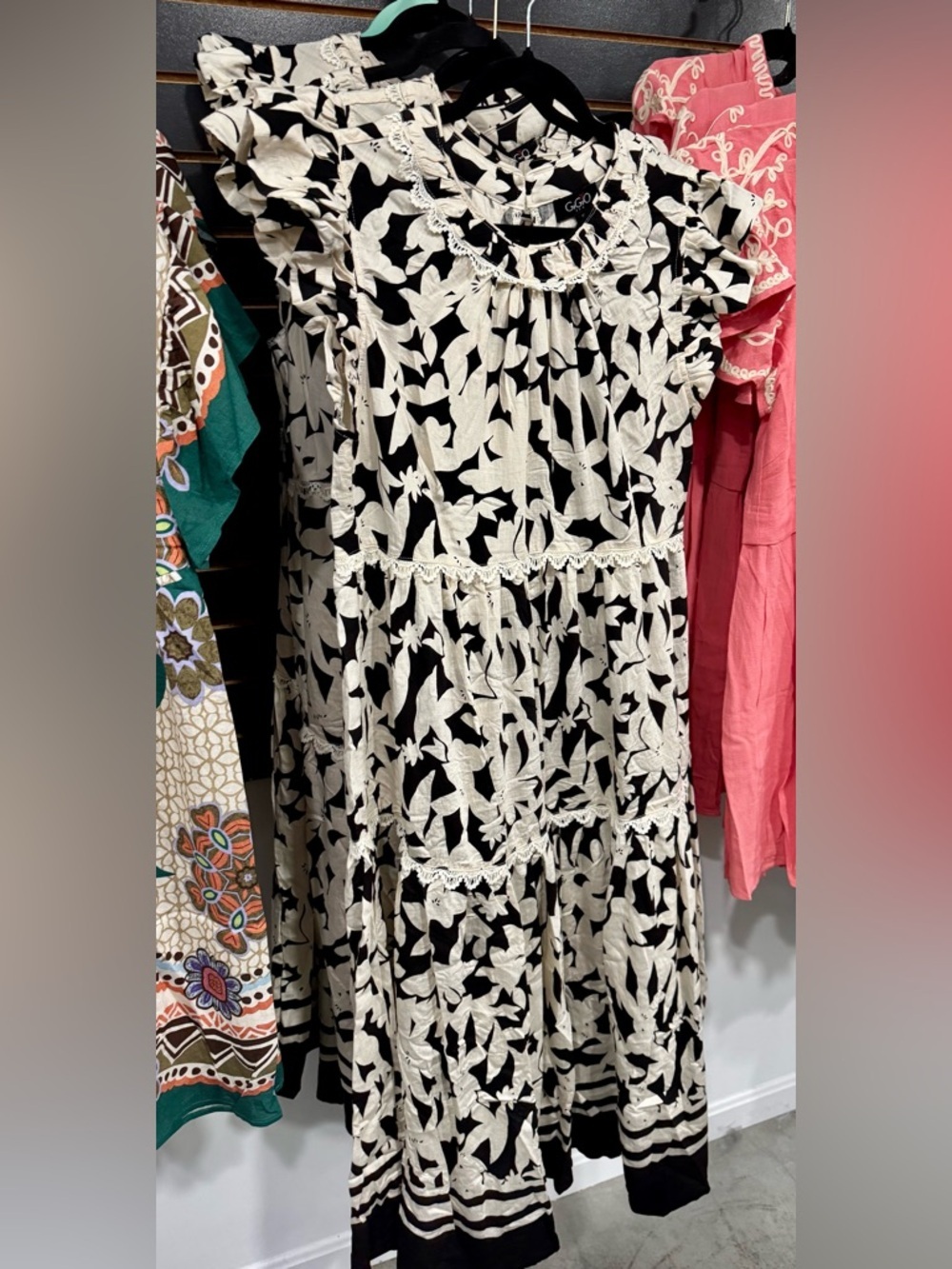Monochrome Floral Tiered Dress - Picture 1 of 1